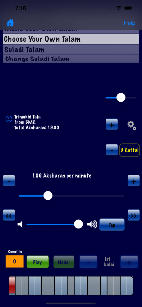 Trimukhi Tala on Talanome Carnatic Metronome